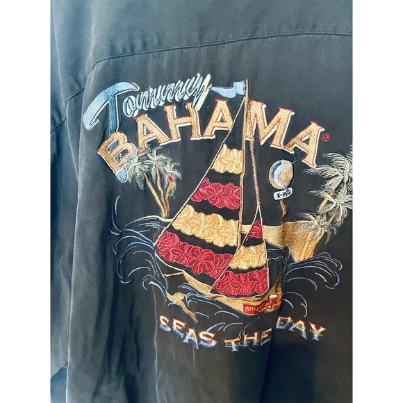 Tommy Bahama Men's Y2K Embroidered Silk Shirt XXL "Seas the Day" Sailboat Island - Picture 4 of 7